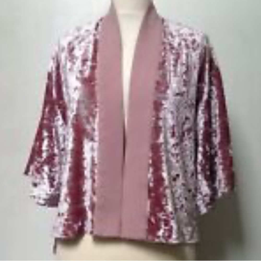 ZARA โ๏ธ๐โ๏ธ Velvet Kimono Sleeve Cardigan Cropped Crop Top Shimmery Luxury Feel - Picture 11 of 16